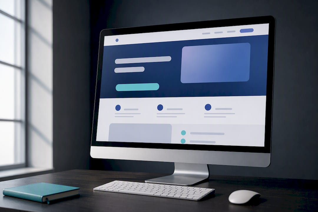 PPC landing page interface on monitor