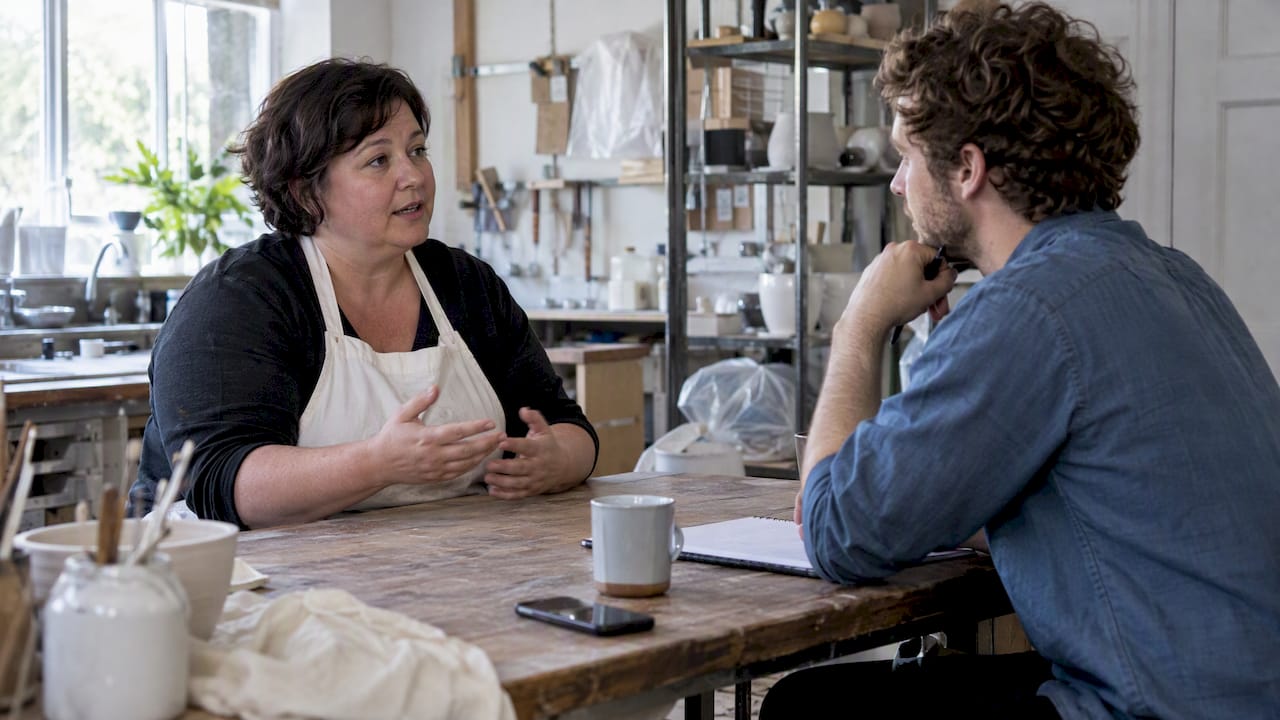 Agency interviewer listening to a client’s account