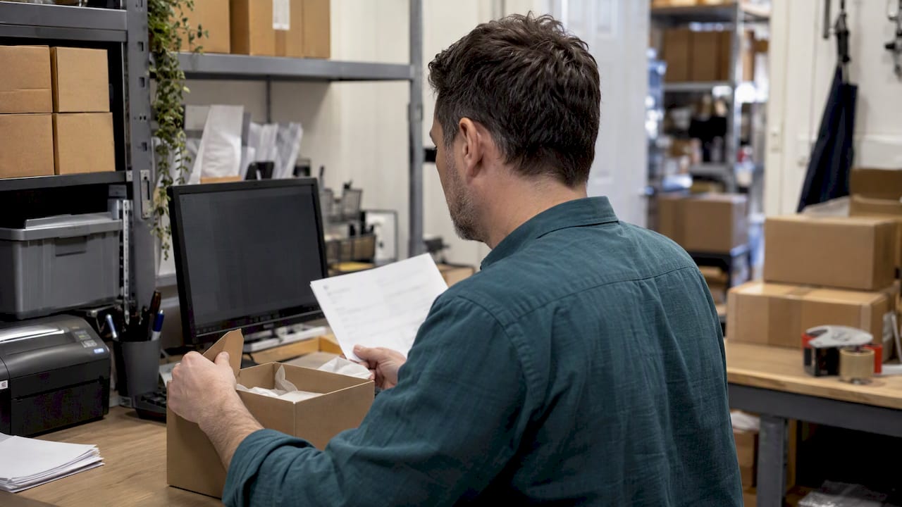 Retailer checking ecommerce purchase data